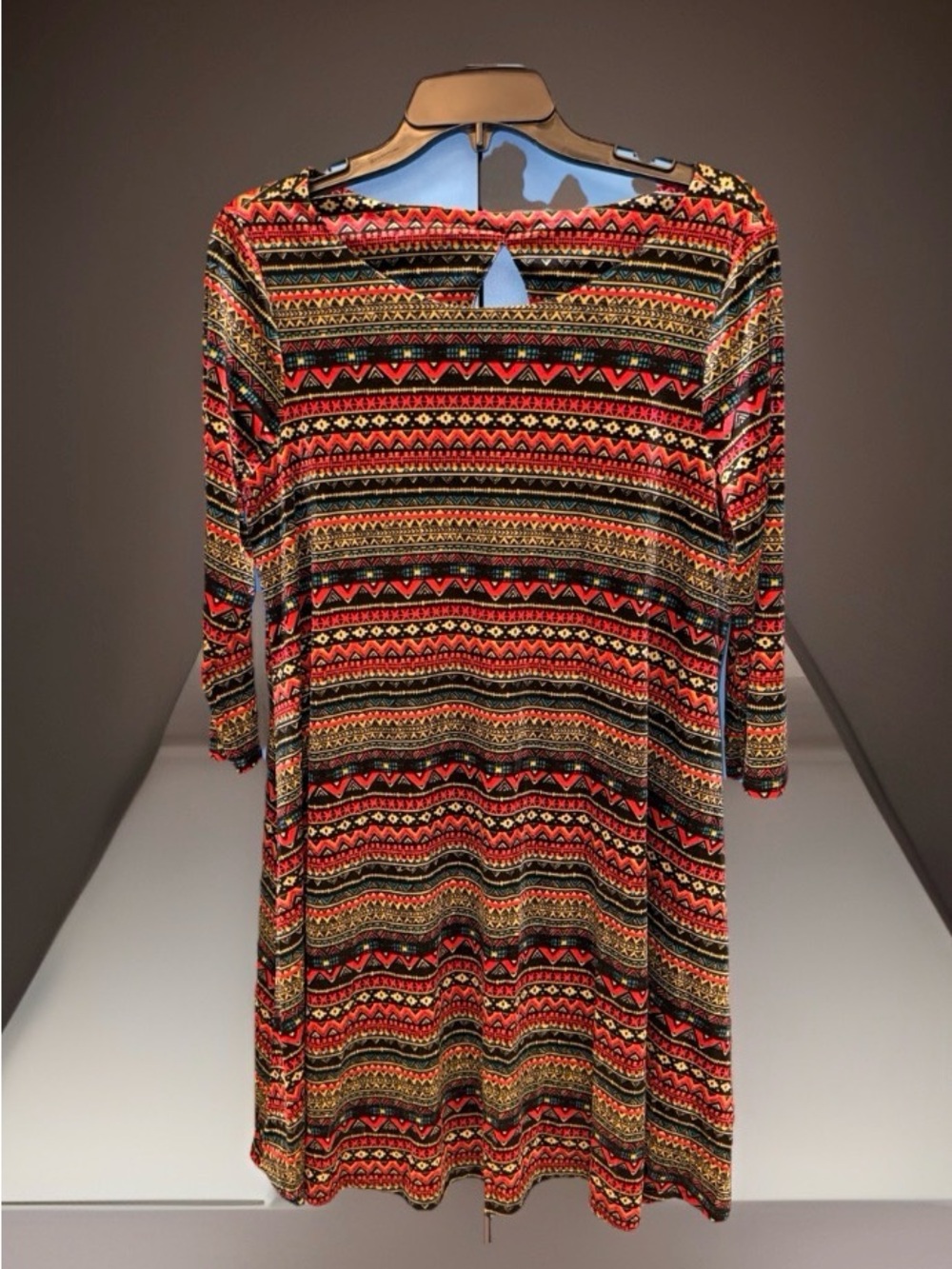 NwoT Signature by Robbie Bee Women’s Multicolor Tribal Print Velvet Dress-M-EC